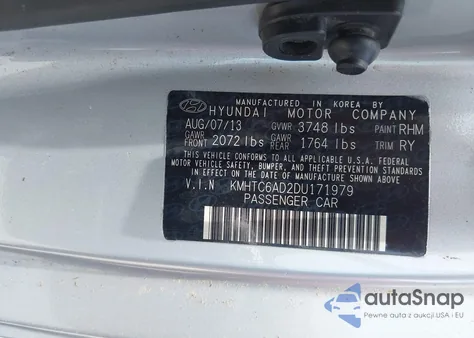 2013 Hyundai Veloster Base W/Black from USA, damaged, VIN KMHTC6AD2DU171979